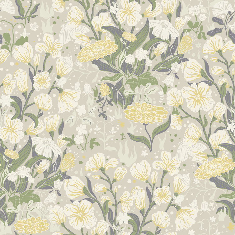 Hava Yellow Meadow Flowers Non-Woven Wallpaper Roll