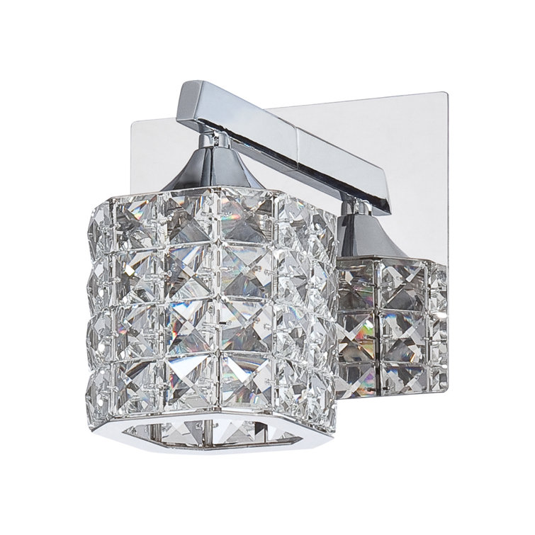 Chrome Crystal 1-Light Dimmable Outdoor Sconce