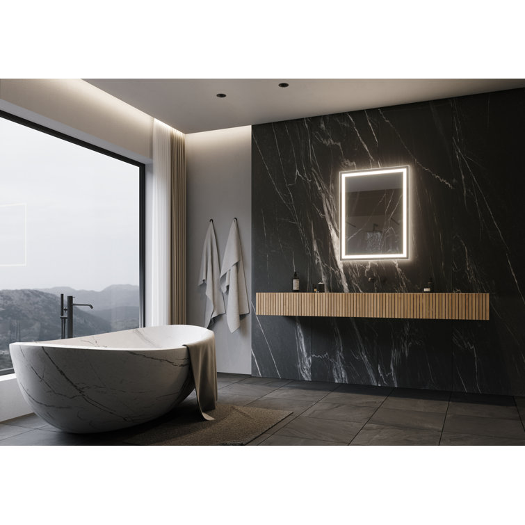 Medium Frameless Rectangular LED Bathroom Vanity Mirror