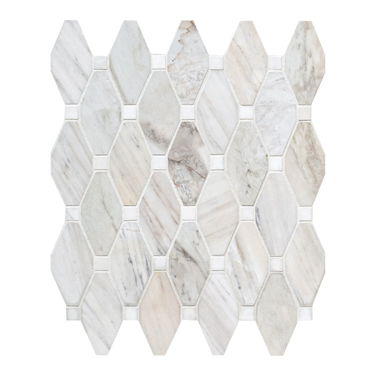 Angora Beige and Gray Polished Marble Mosaic Tile