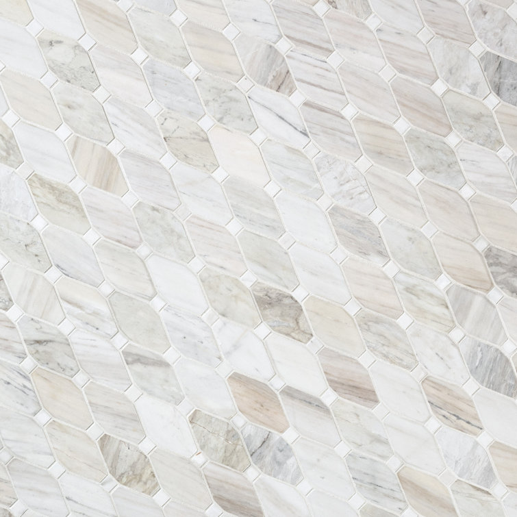 Angora Beige and Gray Polished Marble Mosaic Tile