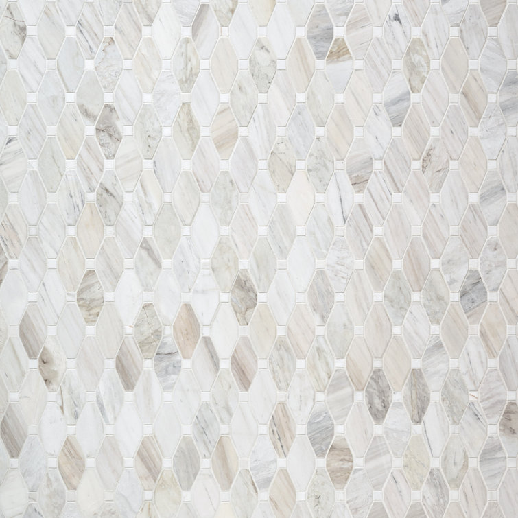 Angora Beige and Gray Polished Marble Mosaic Tile
