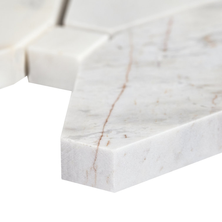 Angora Beige and Gray Polished Marble Mosaic Tile