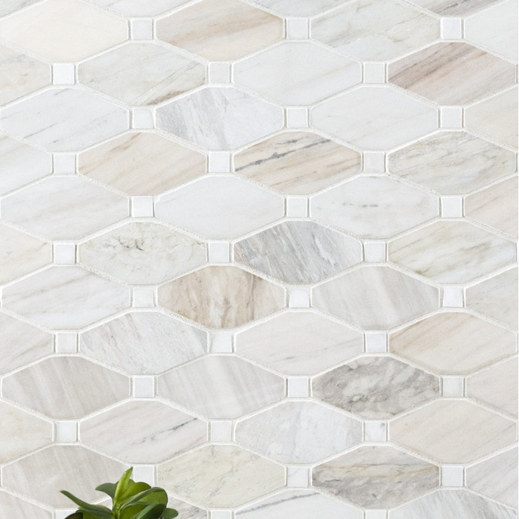 Angora Beige and Gray Polished Marble Mosaic Tile