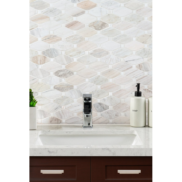 Angora Beige and Gray Polished Marble Mosaic Tile