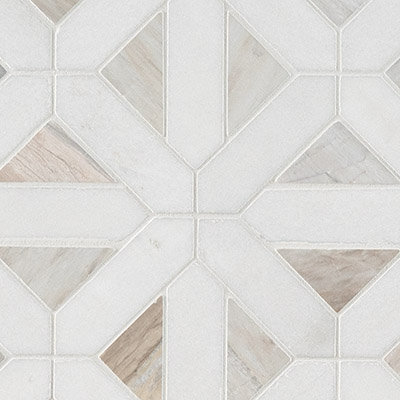Angora Geometric 12" x 12" Polished Marble Mosaic Tile