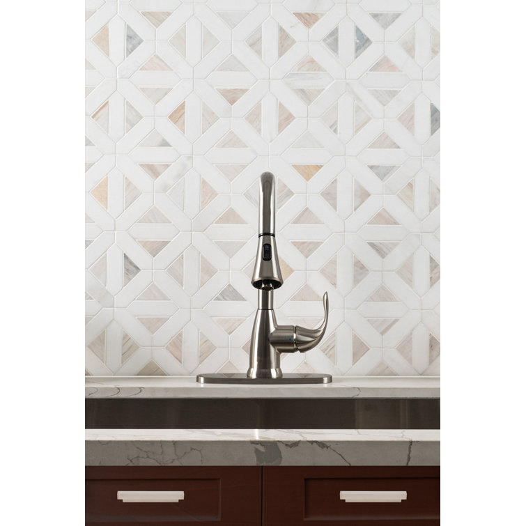 Angora Geometric 12" x 12" Polished Marble Mosaic Tile