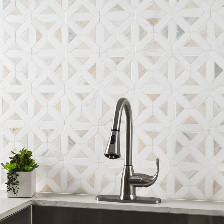 Angora Geometric 12" x 12" Polished Marble Mosaic Tile