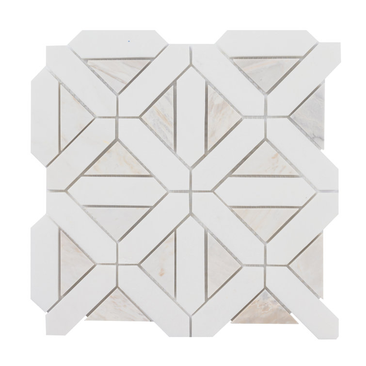 Angora Geometric 12" x 12" Polished Marble Mosaic Tile