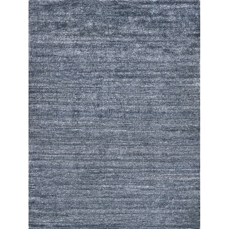 Charcoal Hand-Knotted Wool and Viscose 10' x 14' Area Rug