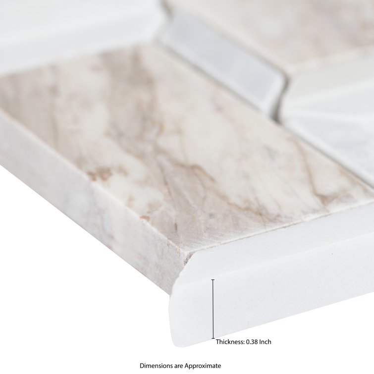 Angora Polished Marble Beveled Mosaic Tile Sheet