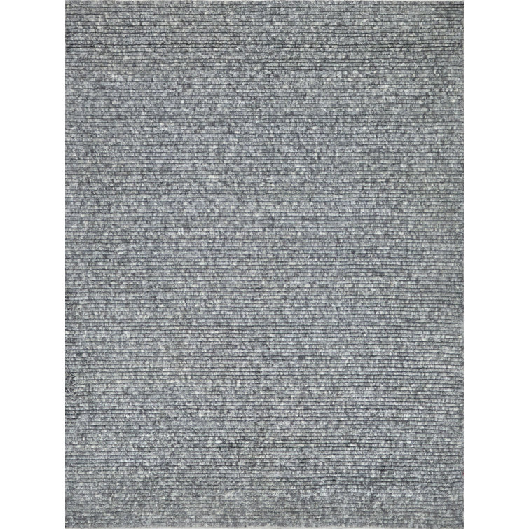 Gray Hand-Knotted Wool Striped 9' x 12' Rug