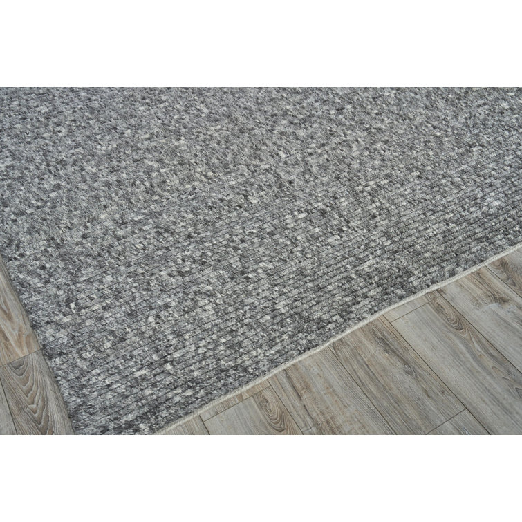 Gray Hand-Knotted Wool Striped 9' x 12' Rug