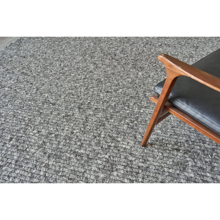 Gray Hand-Knotted Wool Striped 9' x 12' Rug