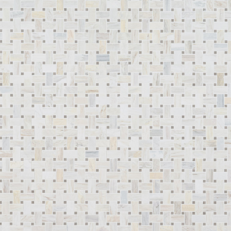 Angora Basketweave 12" x 12" Polished Marble Mosaic Tile