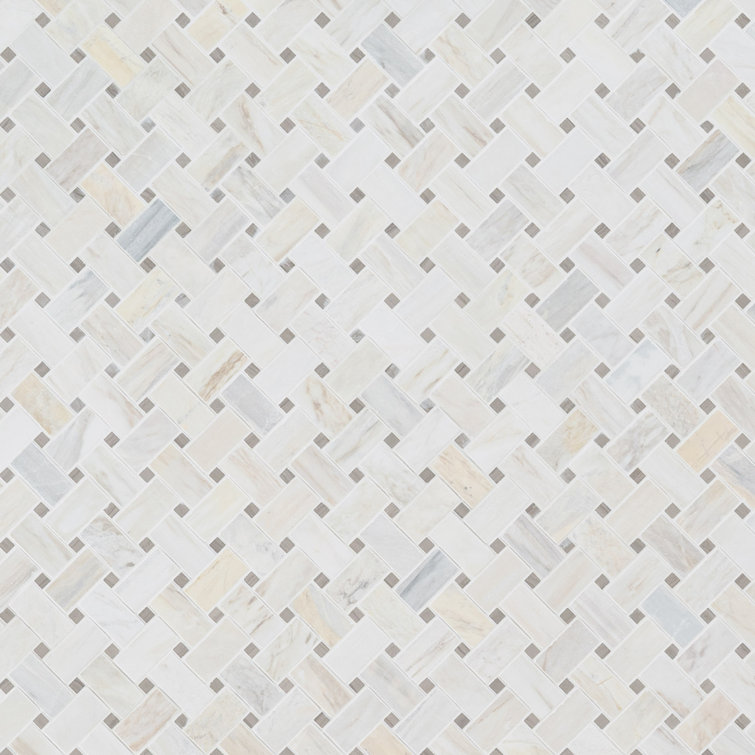 Angora Basketweave 12" x 12" Polished Marble Mosaic Tile