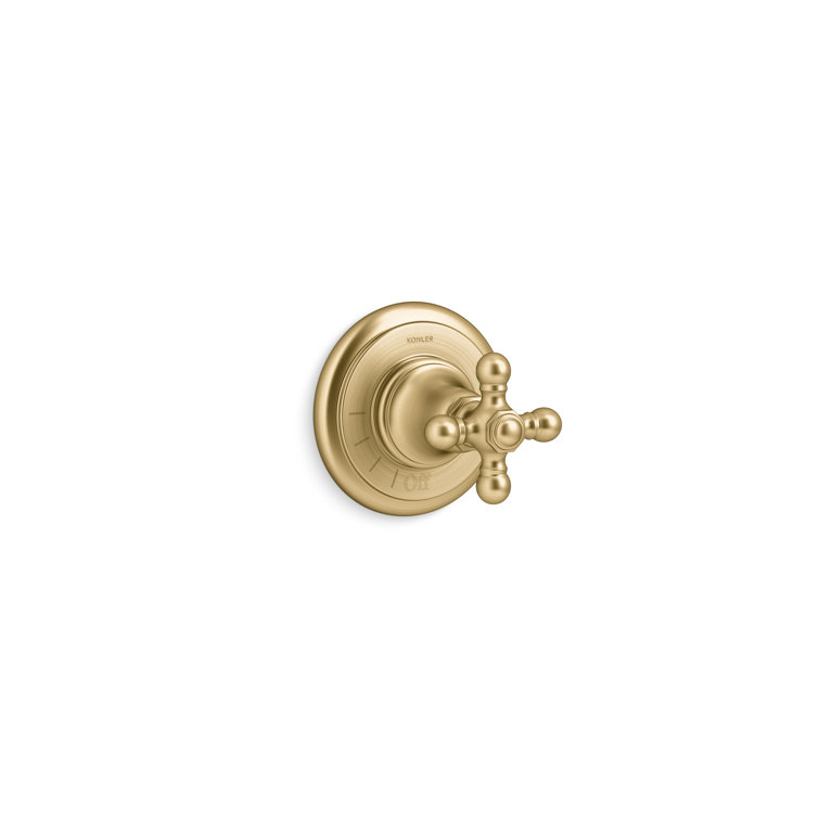 Vibrant Brushed Moderne Brass Cross Handle Valve Trim