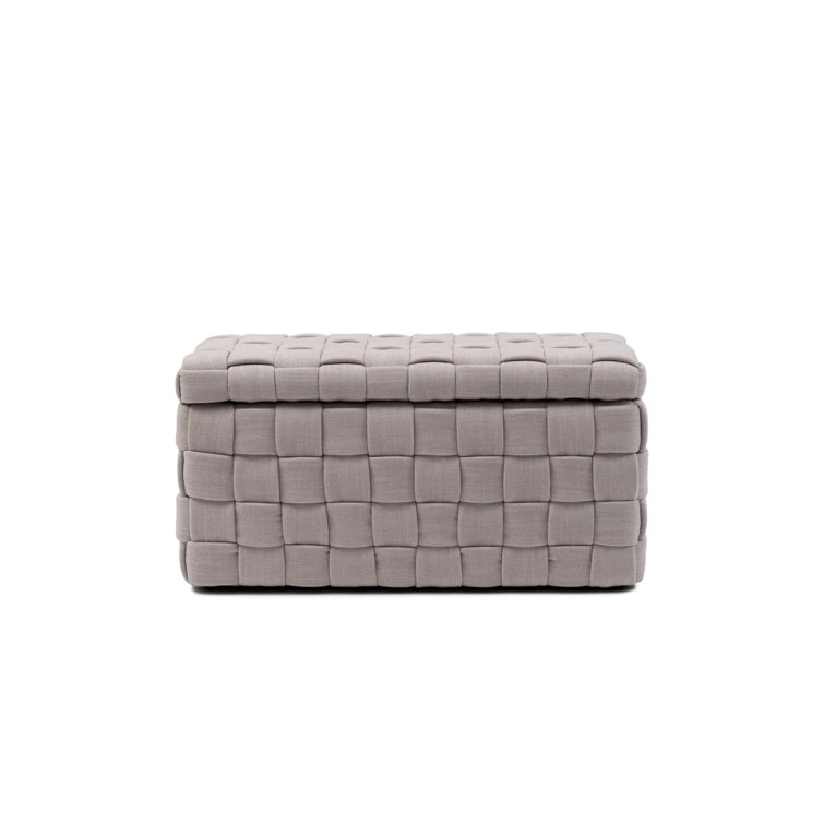 Natural Braided Linen Storage Trunk with Pellini Leather