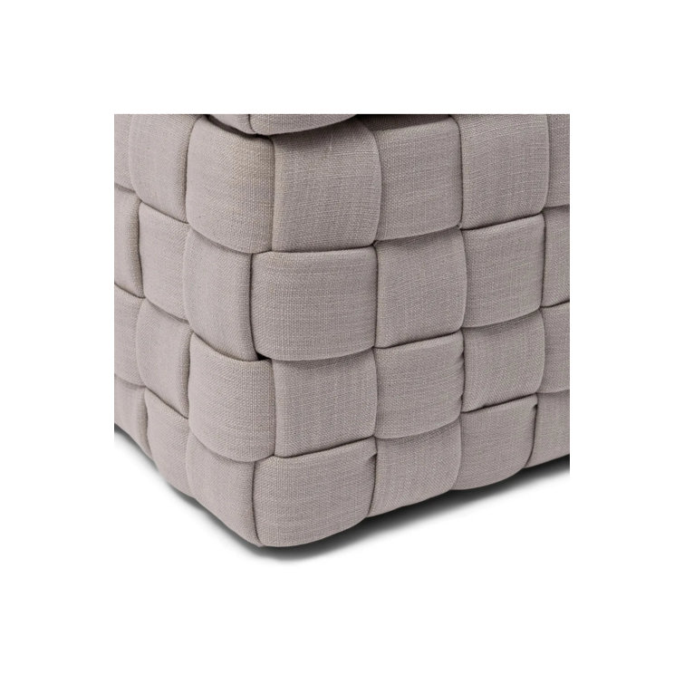 Natural Braided Linen Storage Trunk with Pellini Leather