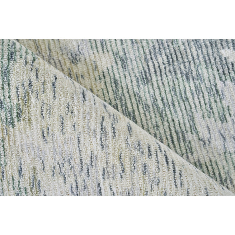Handmade Green Abstract Wool and Viscose 6' x 9' Area Rug
