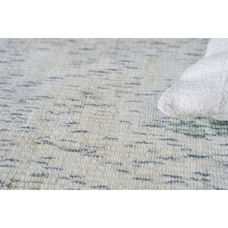 Handmade Green Abstract Wool and Viscose 6' x 9' Area Rug