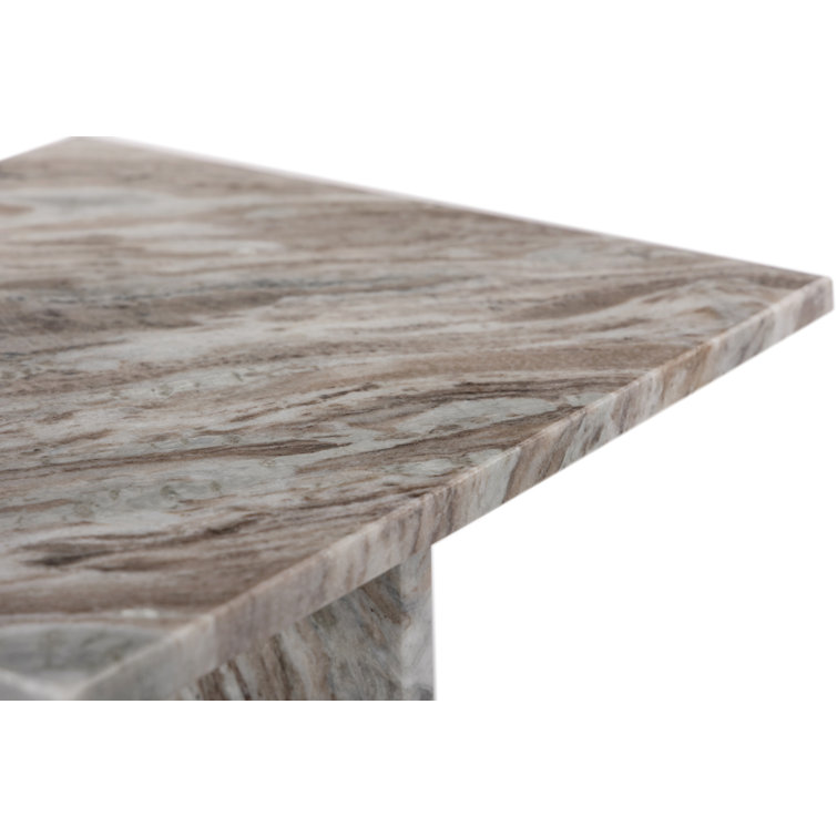 Brown Marble Rectangular Cross Legs End Table