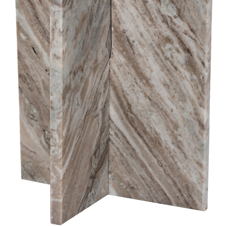 Brown Marble Rectangular Cross Legs End Table