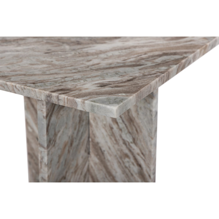 Brown Marble Rectangular Cross Legs End Table