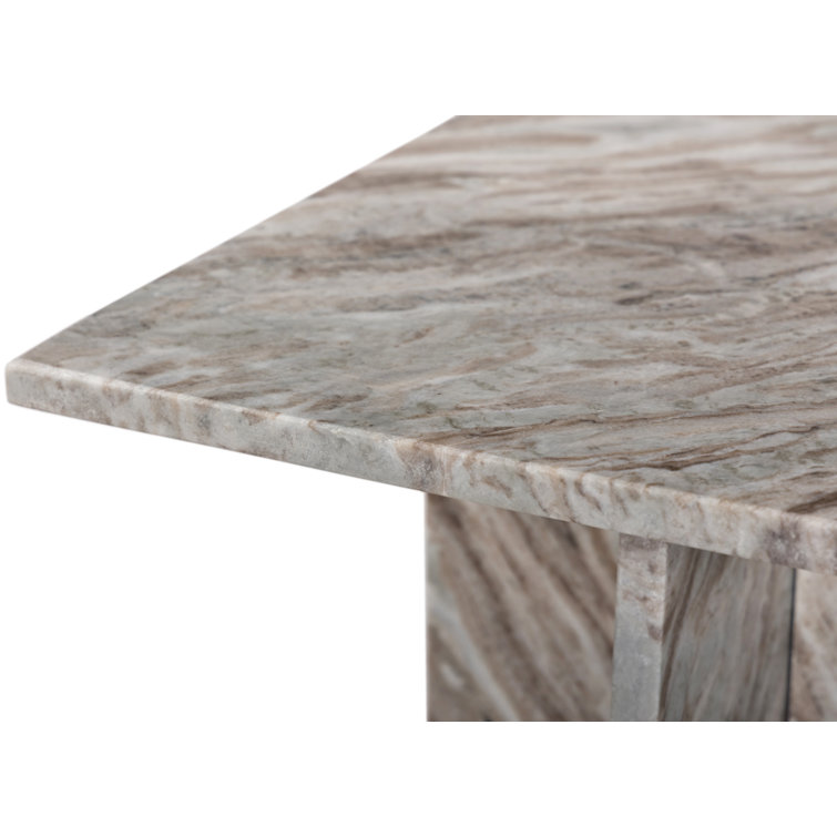 Brown Marble Rectangular Cross Legs End Table