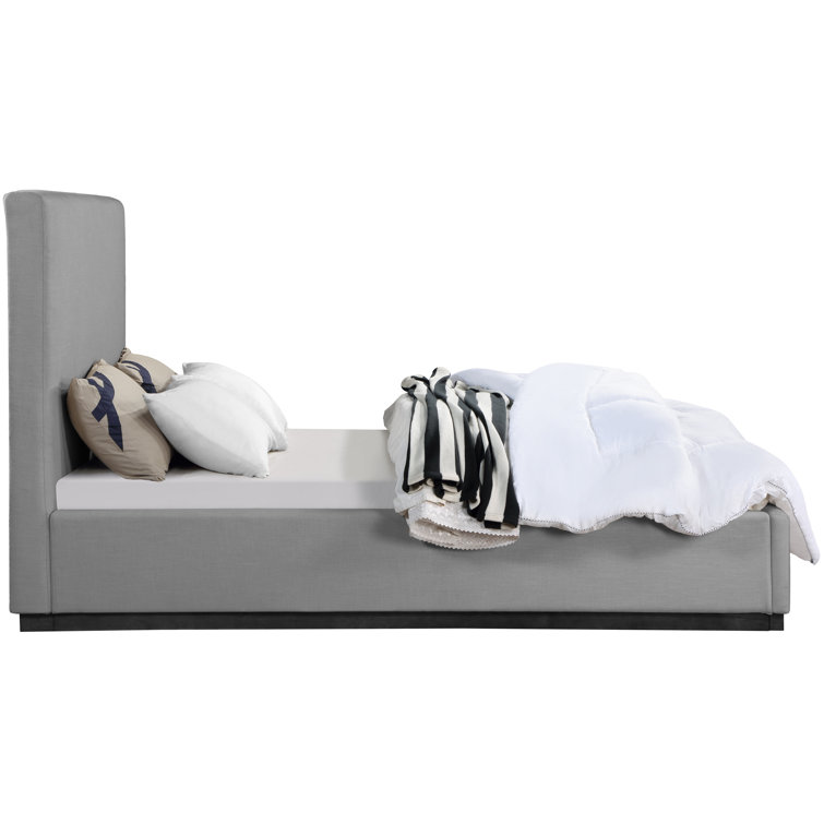 Grey Queen Upholstered Wood Frame Panel Bed