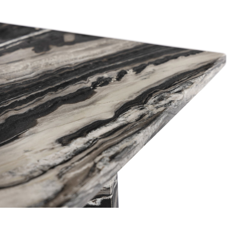 Black Marble Rectangular End Table with Cross Legs