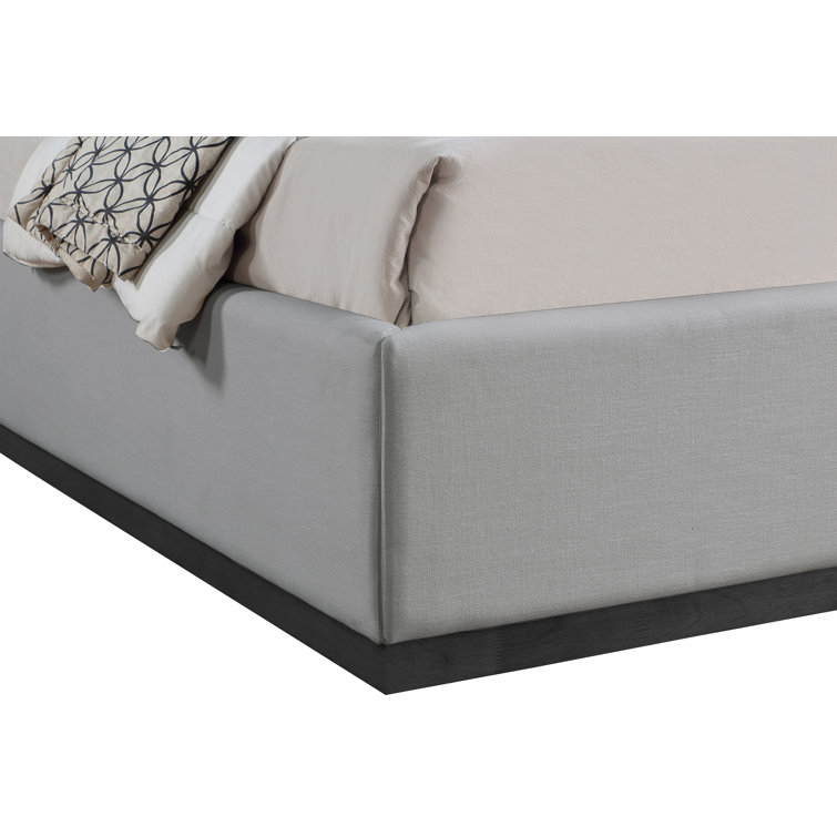 Gray Linen Twin Upholstered Wood Frame Bed with Tall Headboard
