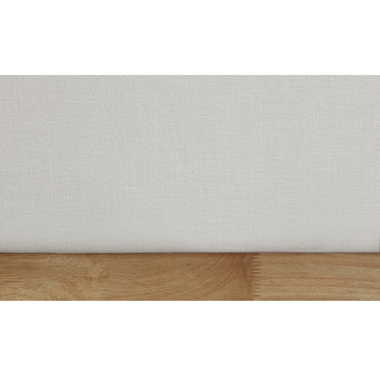 Queen Cream Linen Upholstered Wood Frame Bed with Headboard
