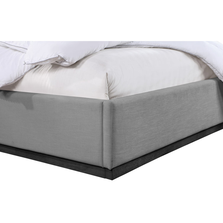 Grey Queen Upholstered Wood Frame Panel Bed