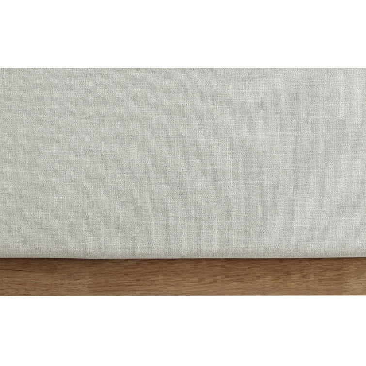 Cream Linen Twin Upholstered Wood Frame Bed with Tall Headboard