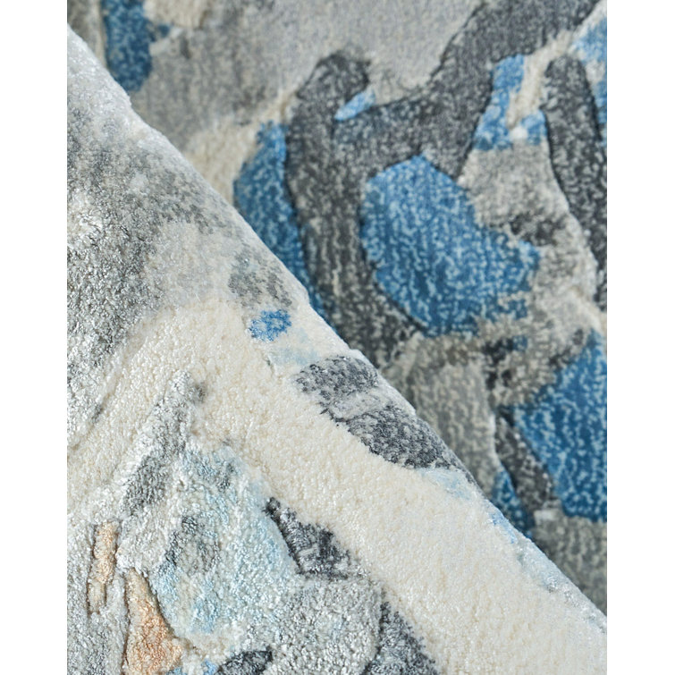 Handmade Blue and Gray Wool Viscose 10' x 14' Rug