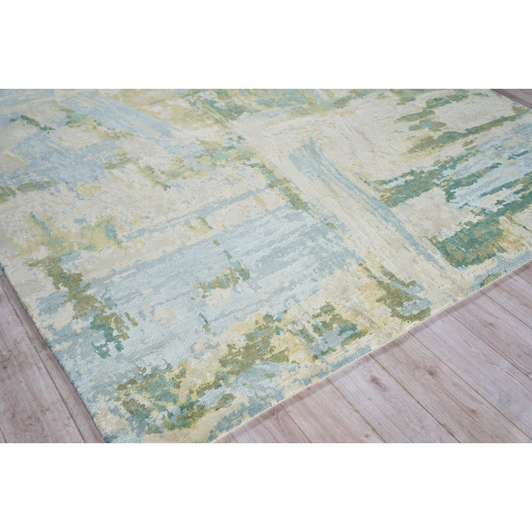 Hand-Knotted Red Geometric Viscose 9' x 12' Rug