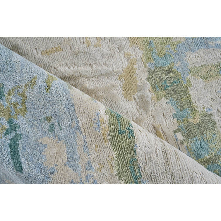 Hand-Knotted Red Geometric Viscose 9' x 12' Rug