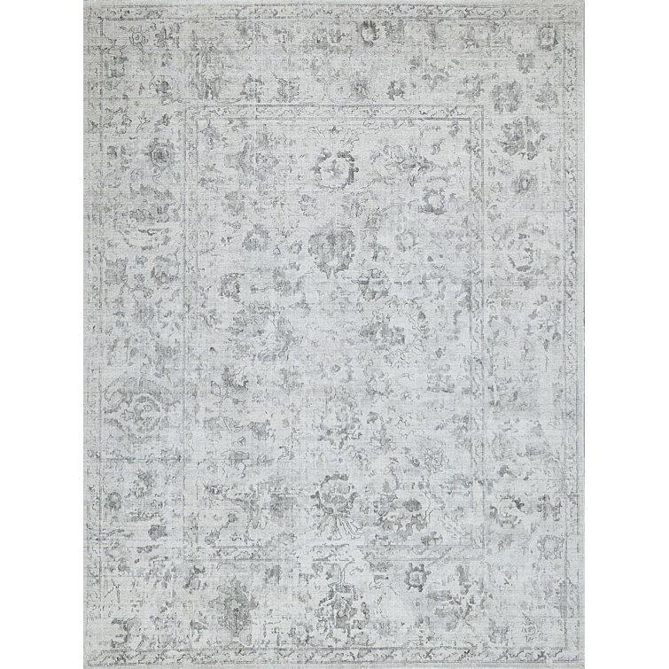 Handmade Ivory and Silver Wool Viscose Rectangular Area Rug