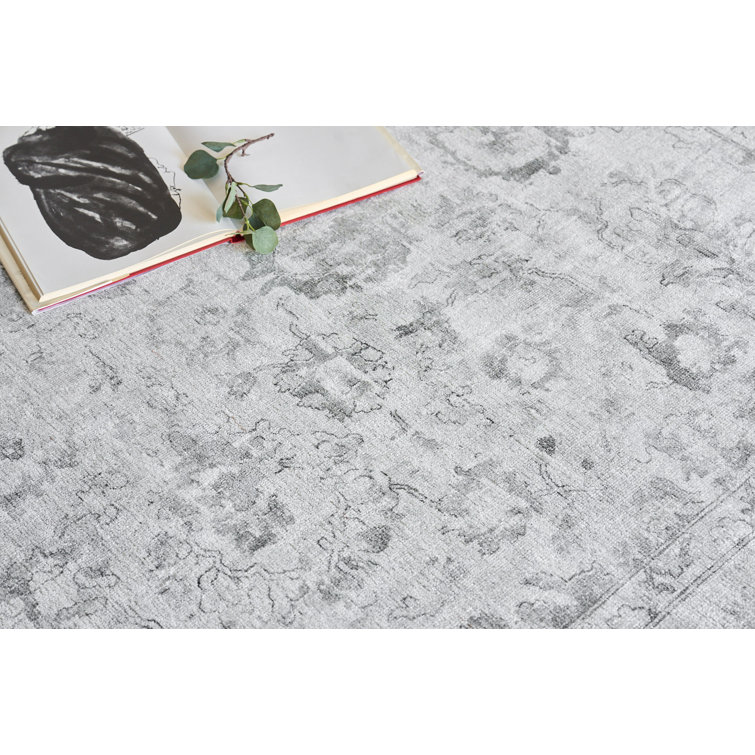 Handmade Ivory and Silver Wool Viscose Rectangular Area Rug