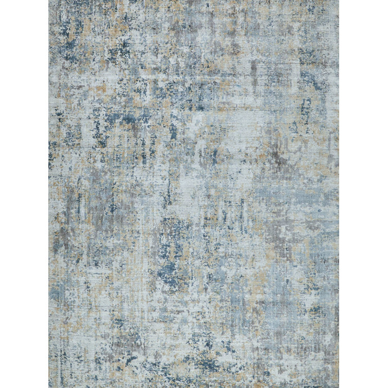 Rectangle Abstract Hand Loomed WoolBamboo Slat/Seagrass Area Rug in Gold/Brown