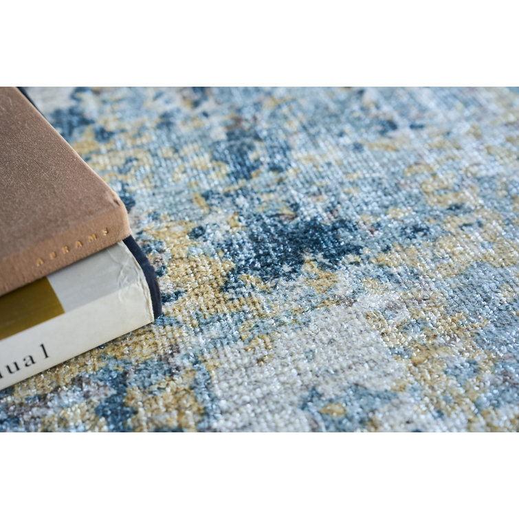 Rectangle Abstract Hand Loomed WoolBamboo Slat/Seagrass Area Rug in Gold/Brown