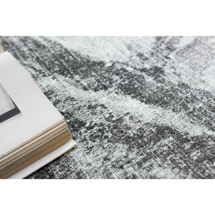 Handmade Black and Silver Abstract Wool and Viscose 8' x 10' Rug