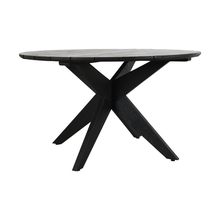 53" Black Matte Teak Outdoor Round Dining Table