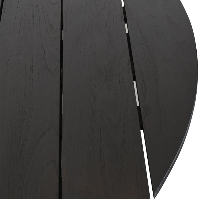 53" Black Matte Teak Outdoor Round Dining Table