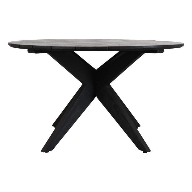 53" Black Matte Teak Outdoor Round Dining Table
