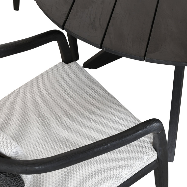 53" Black Matte Teak Outdoor Round Dining Table