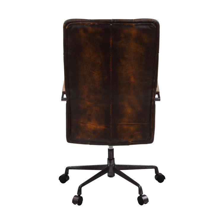 Adjustable Noknas Brown Leather Executive Swivel Chair with Metal Base