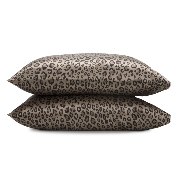 Leopard Print Satin Silk Standard Pillowcases Set of 2