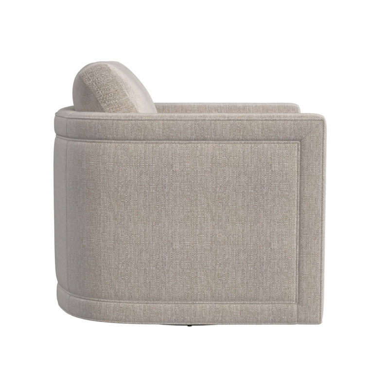 Beige Handcrafted Swivel Accent Chair with Fir Wood Frame